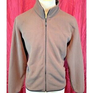Womens Kim Roger Brown Fleece Full Zip Mock Neck Jacket sz XL